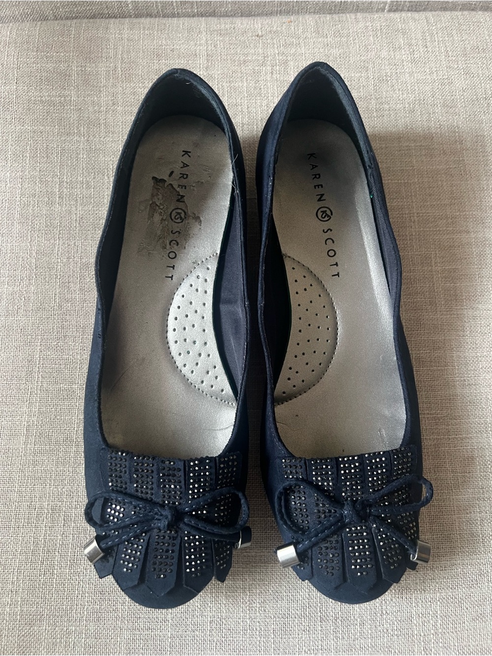 Karen Scott navy Ballet Flats, women’s US 9, embellished office, casual dressy